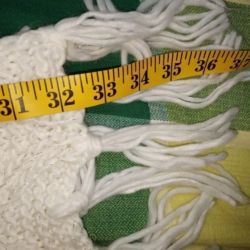 Lot of 3 Pieces White Black Striped Knitted Fringed Women's Scarfs